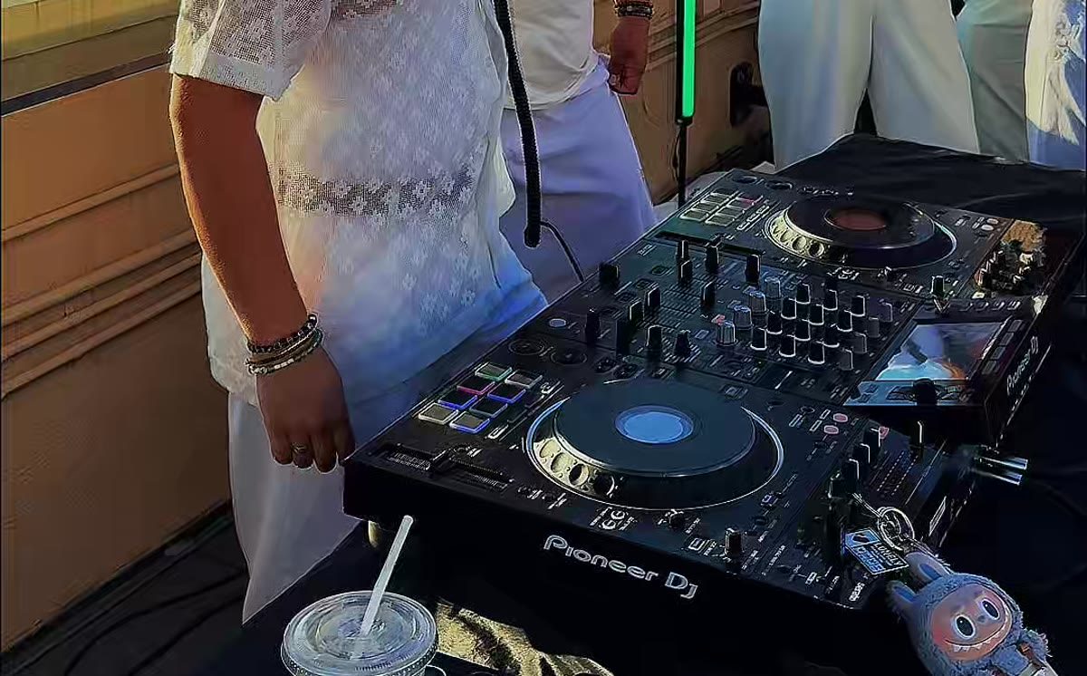 the decks, and an iced coffee